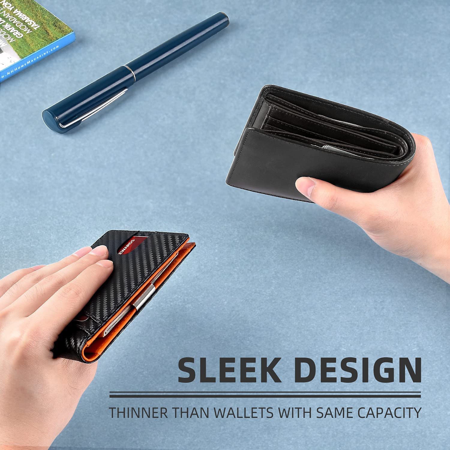 Slim Wallet for Men Gifts 12 Card Slots ID Window With Money Clip - Regalos Hombres