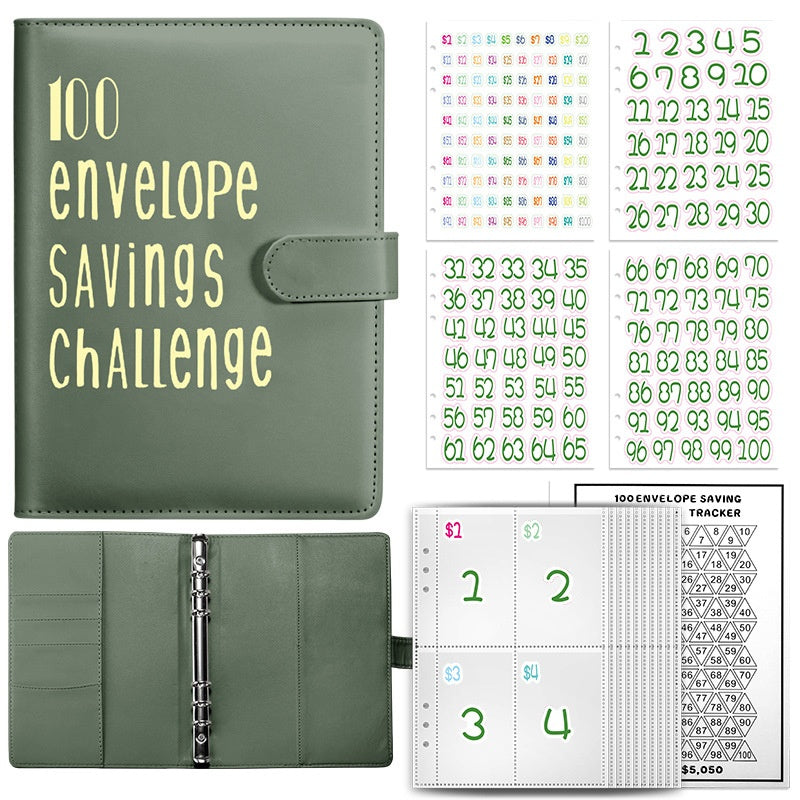 100 Envelope Savings Challenge Money Deposit Journal Book 
